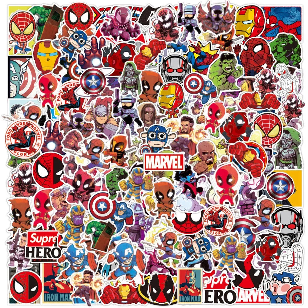 50/100 PIÈCES Marvel Les Vengeurs Anime Dessin animé Autocollants DIY Ordinateur portable Planche à roulettes Téléphone Vélo Voiture Étanche Autocollant Décalcomanies