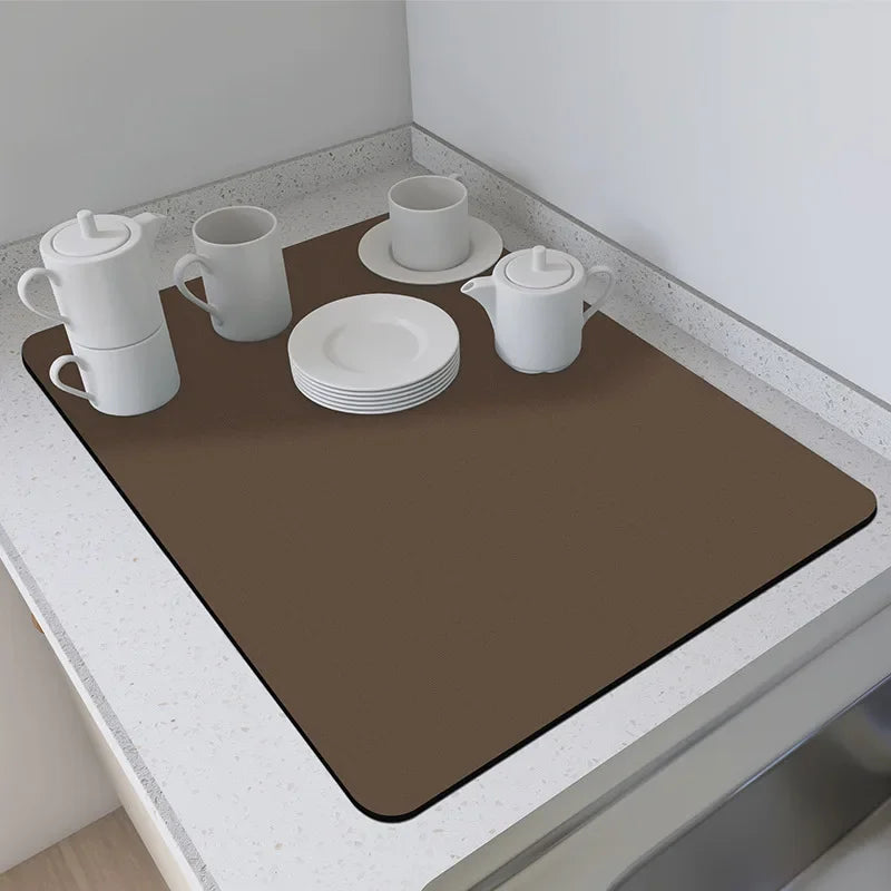 Alfombrilla de encimera de cocina de color sólido de estilo simple VIKAMA, almohadilla de secado de platos que absorbe el agua, almohadilla para cafetera, decoración del hogar