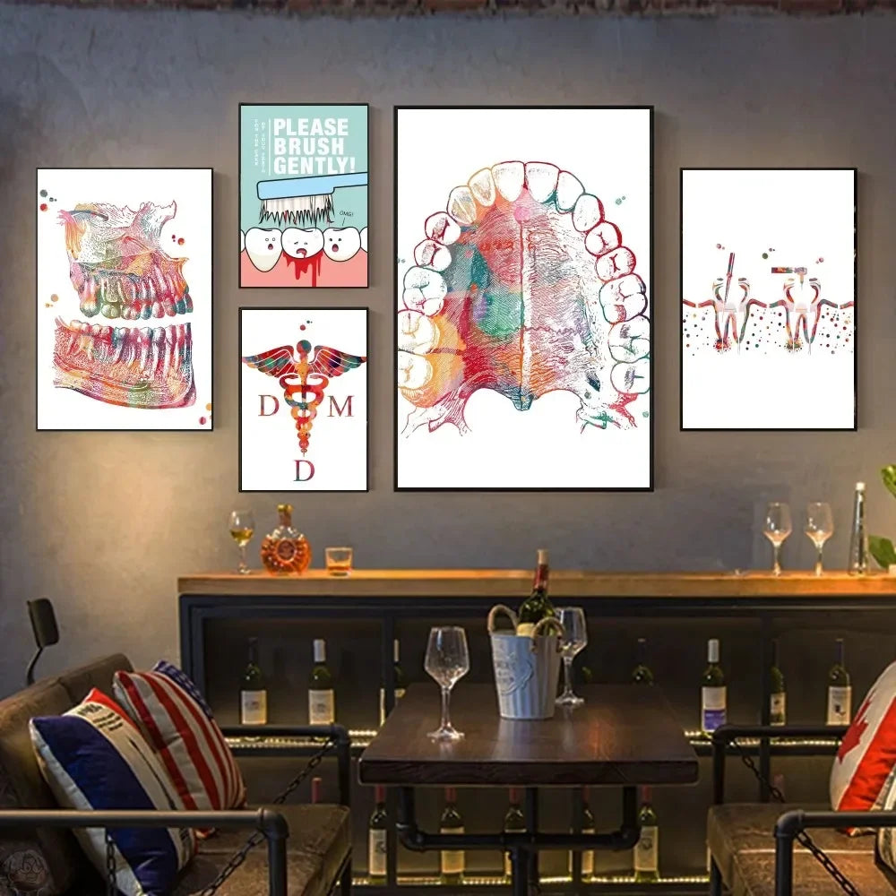 Anatomie Dents Humaines Affiches d'Art Rangée de Dents Illustration Affiche HD Posters Maison Chambre Bar Café Décoration Murale Peinture Photo
