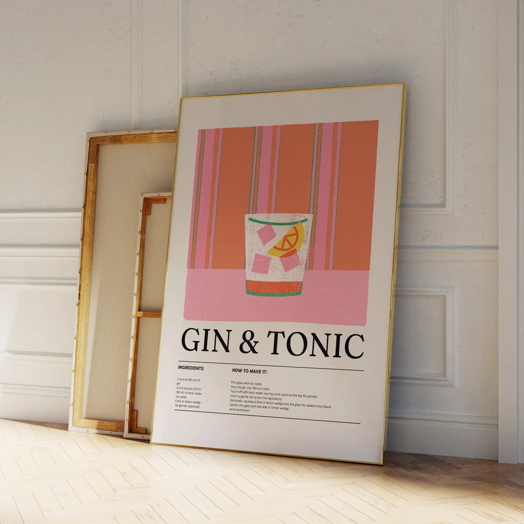 Cadeaux modernes et minimalistes pour cocktail Gin & Tonic, affiches murales, tableaux sur toile, images pour la décoration intérieure du salon