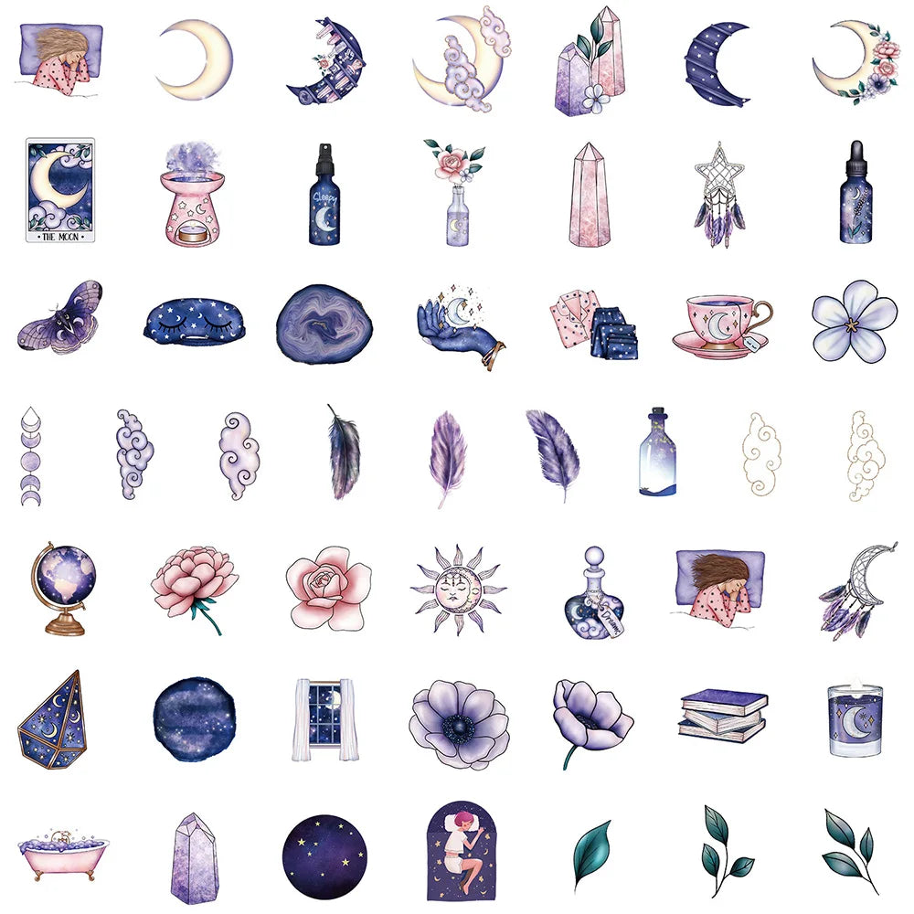 10/30/50 pièces mignonnes sorcières magiques lune gothique esthétique autocollants Art dessins animés décalcomanies ordinateur portable Scrapbook valise Graffiti autocollant jouet