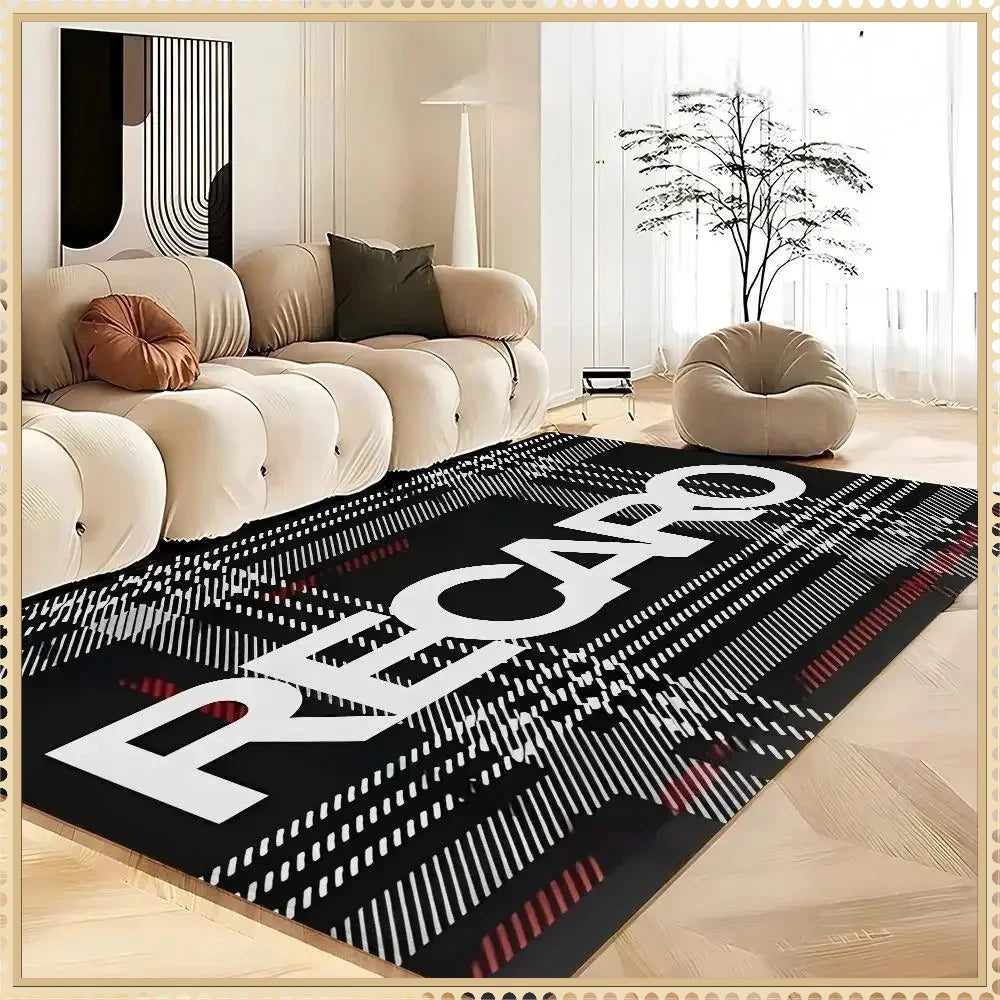 RECARO Letter Carpet Mat Rug Geometric Pattern Home Decoration with Colorful Stripes for Living Room Laundry Room Bedroom Decor