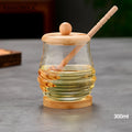 KEMORELA Tarro de Cristal Nido de Abeja Herramientas de Cocina Contenedor de Miel con Cucharón y Tapa Botella de Miel para Fiesta de Boda Comedor