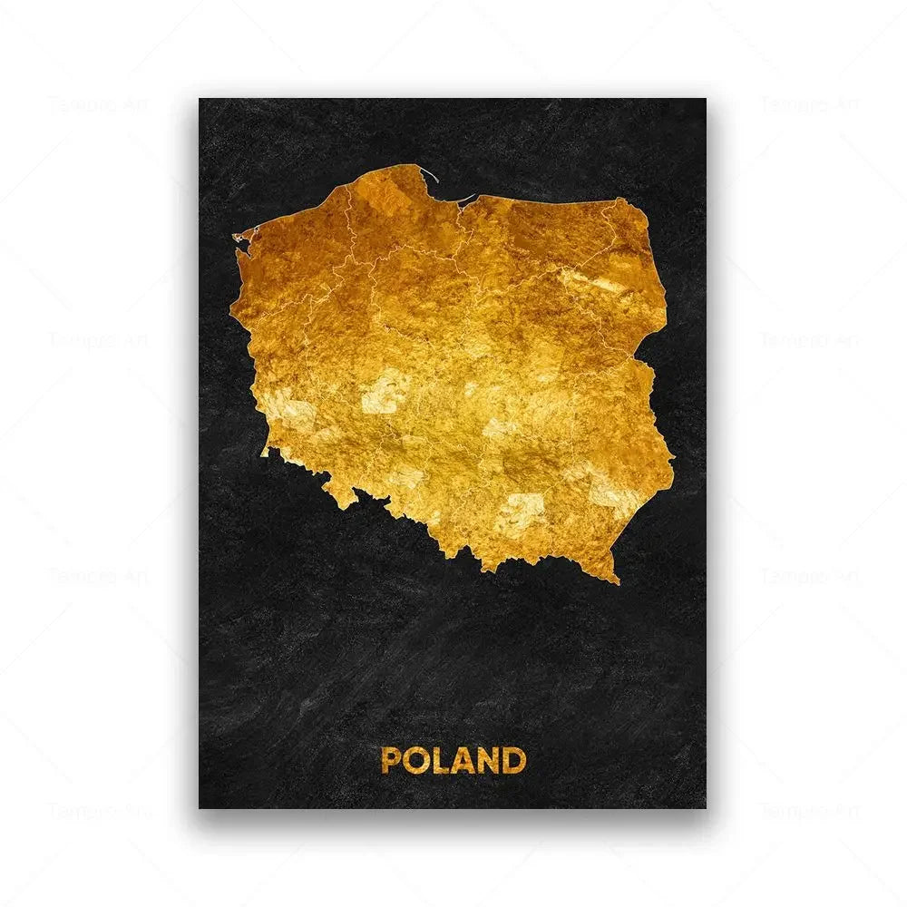 Classic Abstract Wall Art Black Gold Lebanon Country Map HD Canvas Print Poster Home Living Room Bedroom Decoration