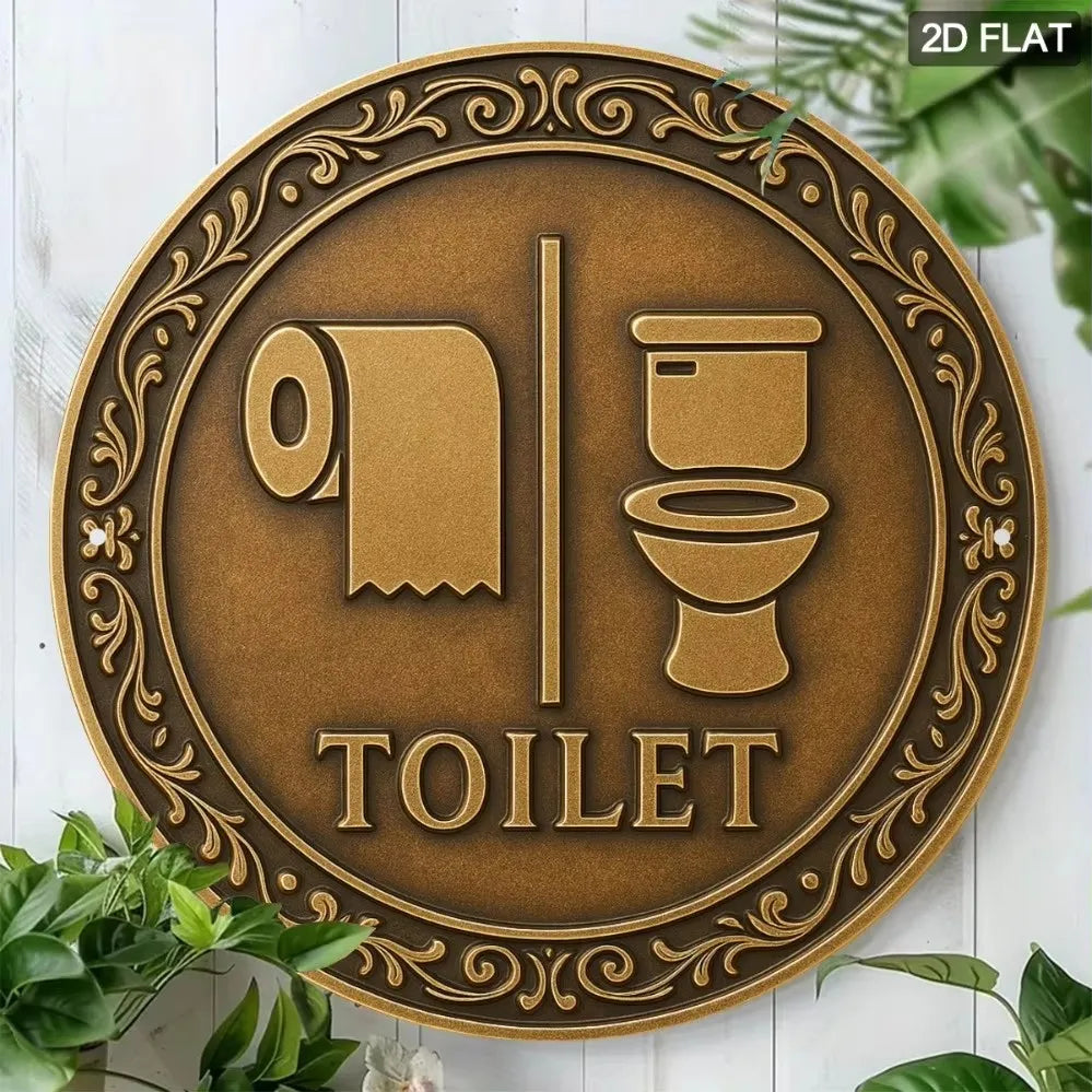 Letrero de inodoro vintage, decoración de baño retro imitación madera, humor, fácil instalación en el hogar