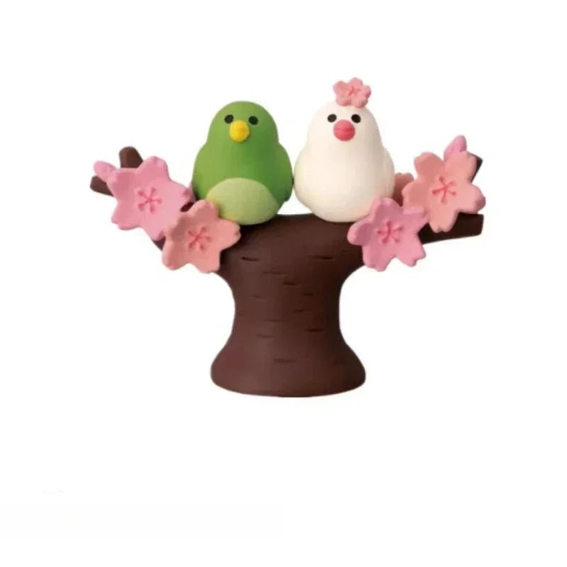 Lindo adorno de gato admirando flores, escena ZAKKA, flor de cerezo, juguete INS de moda, adorno artesanal de resina DIY