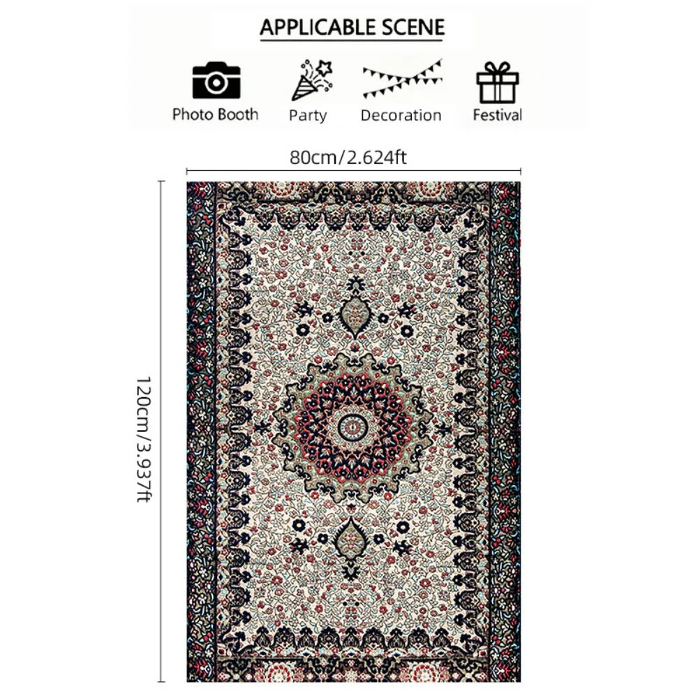 VIKAMA Alfombra de oración islámica clásica con estampado de mezquita, alfombra musulmana plegable para viajes, Janamaz ligero y lavable para regalos de Eid Ramadán