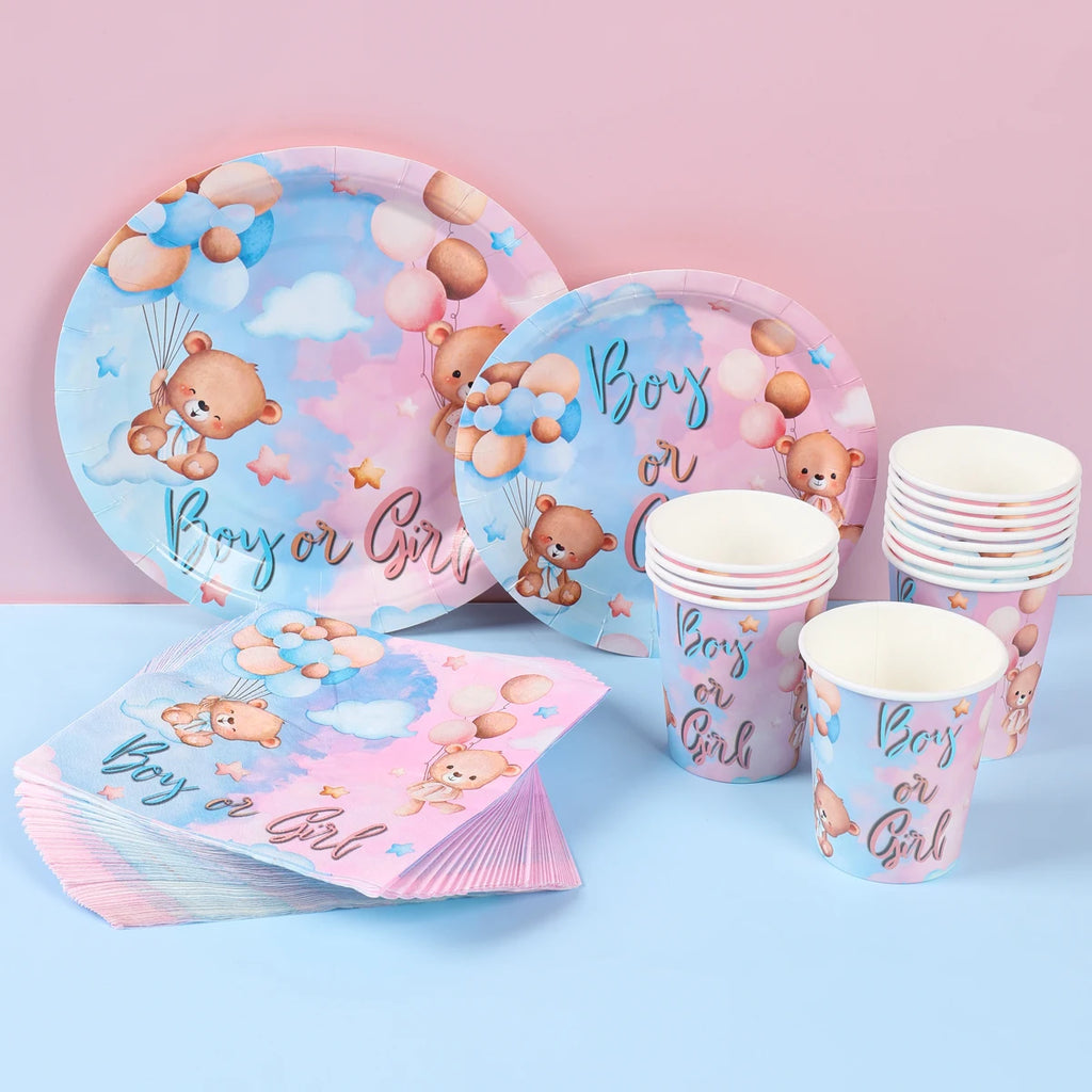 Mantel Desechable para Fiesta de Revelación de Género Niño o Niña Decoración Baby Shower Cubierta de Mesa para Recién Nacidos Artículos para Fiesta de Revelación de Género