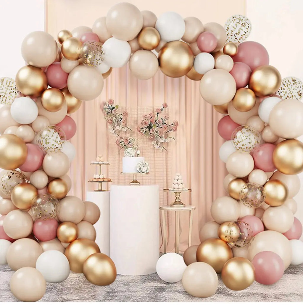 Kit de arco de guirnalda de globos de oro rosa tierno, decoración de fiesta de boda, cumpleaños, para adultos, niños, baby shower, suministros de boda con globos