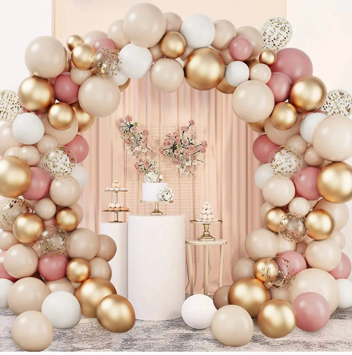 Kit de arco de guirnalda de globos de oro rosa tierno, decoración de fiesta de boda, cumpleaños, para adultos, niños, baby shower, suministros de boda con globos