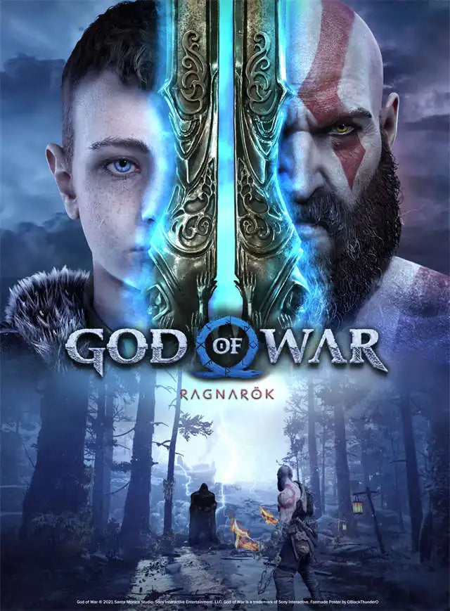 God of War Ragnarok 2022 Poster - Kratos Themed Wall Art for Gaming Room Decor