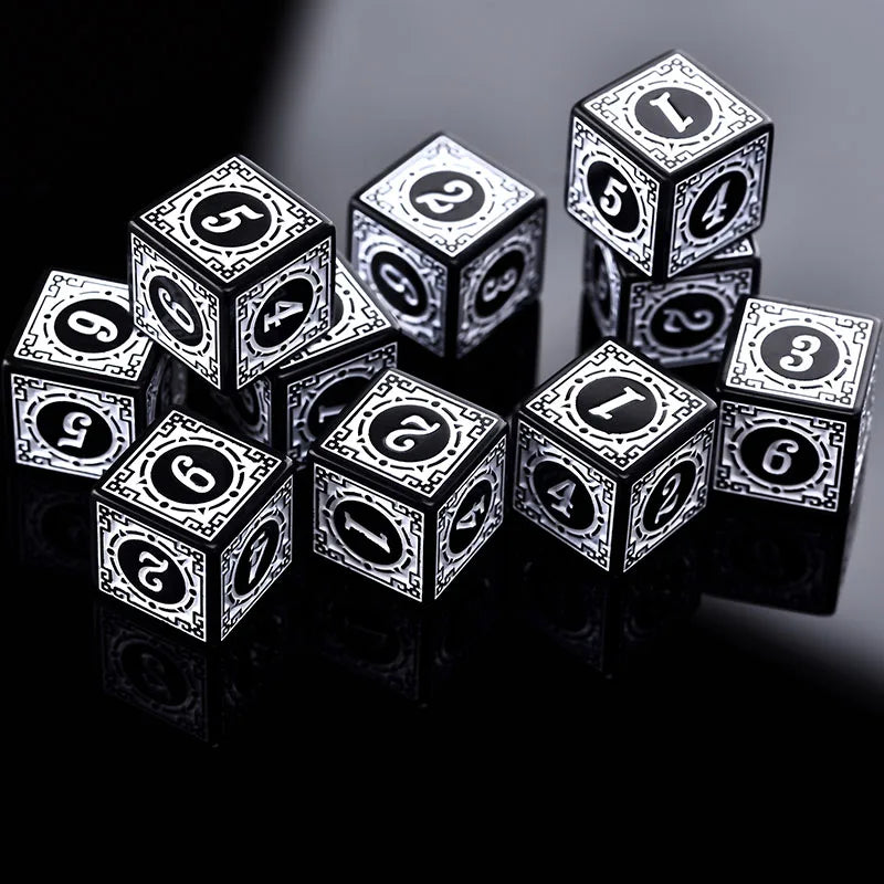 Lot de 50 dés en acrylique D6, motifs sculptés, polyèdre, dés de jeu à 6 faces pour jeux de rôle Donjons et Dragons