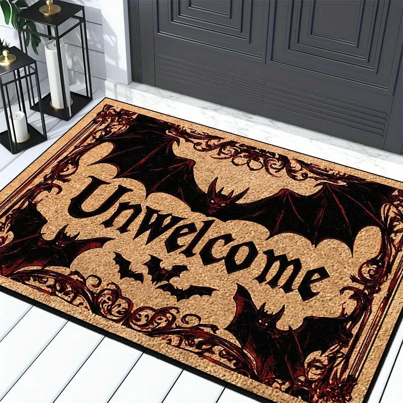 Tapis d'Halloween VIKAMA, Tapis de sol antidérapant pour porte, motif chauve-souris, tapis d'extérieur de la série sombre, décoration intérieure