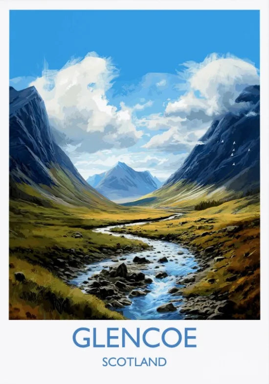Escocia Tierras Altas St Andrews Edimburgo Glencoe Póster de Viaje Escocia Paisaje Estético Decoración de Pared Impresiones en Lienzo Regalo de Viaje