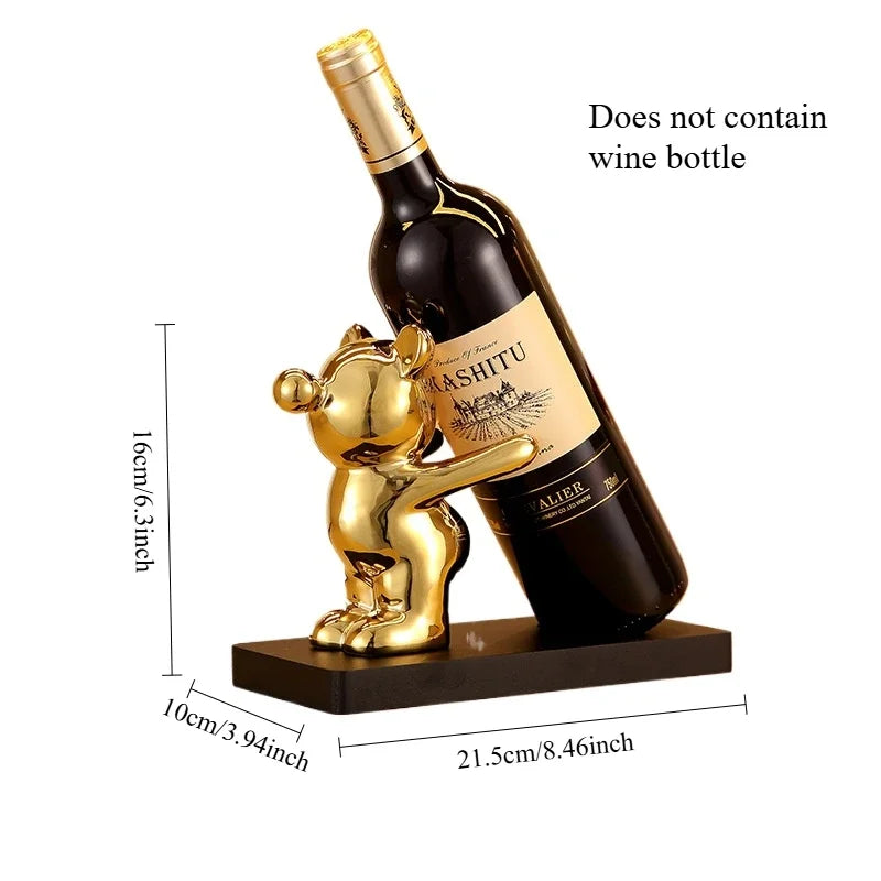 Soporte de almacenamiento de encimera para botellas de vino de oso de burbujas de cerámica para bodas, fiestas y decoración del hogar