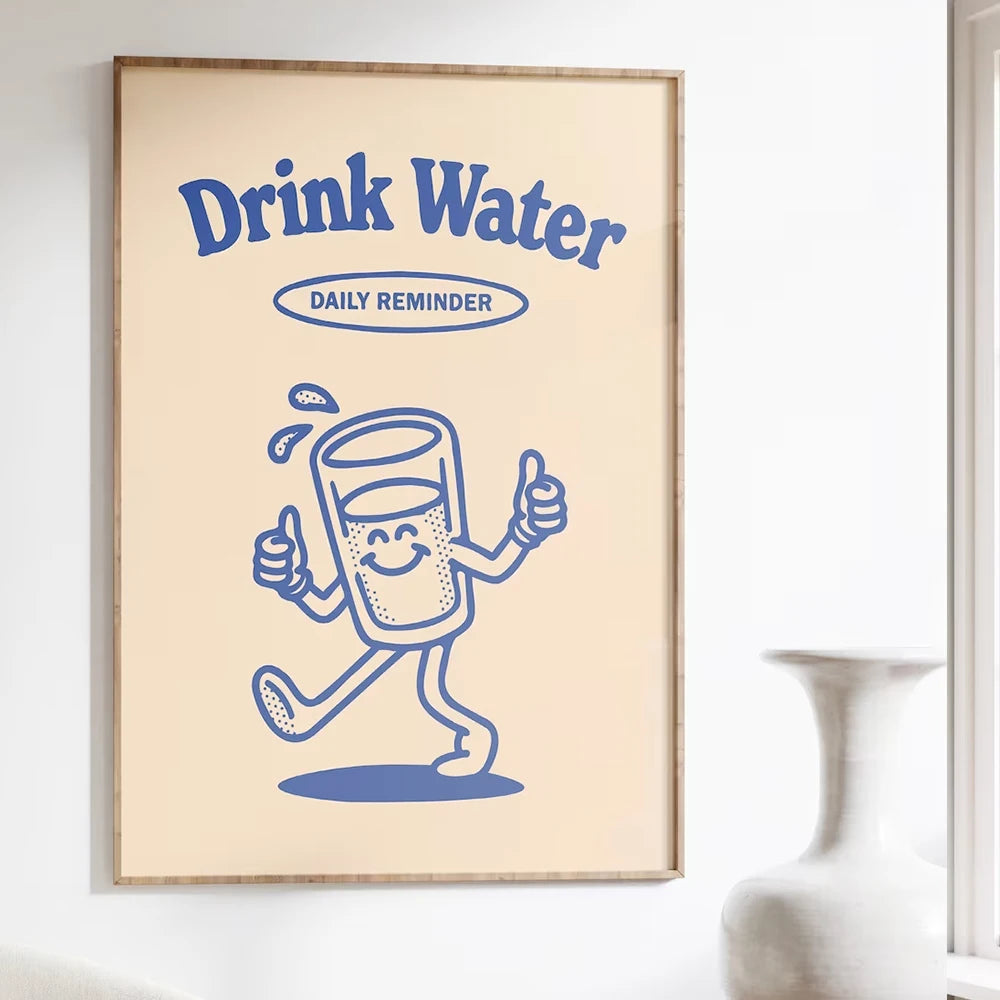 Música Tocadiscos groovy Consigue este dinero Bebe agua Citas de autocuidado Lienzo Decoración de pared Cuadros Pósters Sala de estar Decoración del hogar