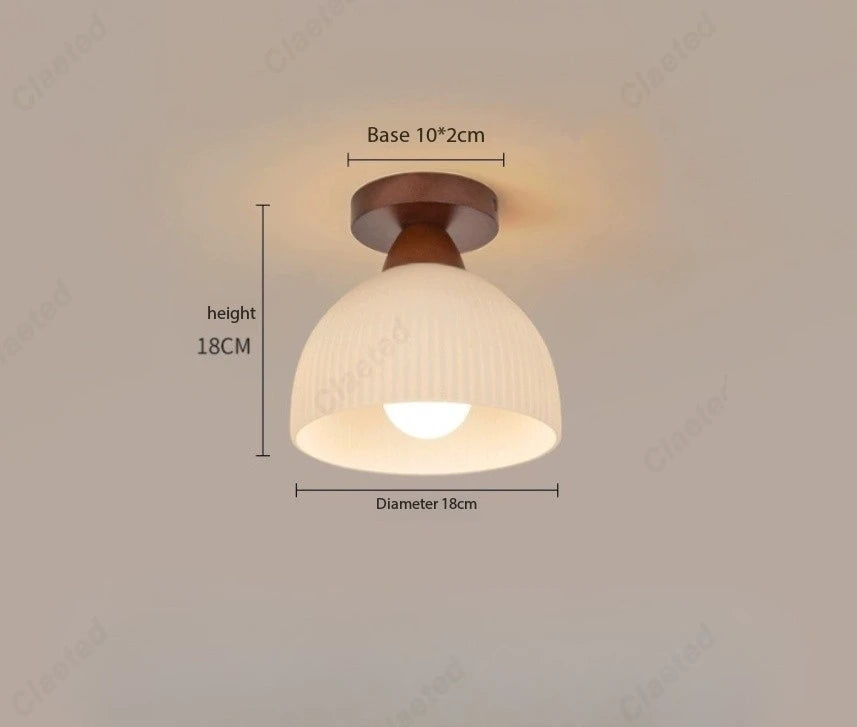 New Japanese LED Cream Wind Glass Ceiling Lamp Living Room Dining Room Porch Aisle Balcony Decorative Lighting