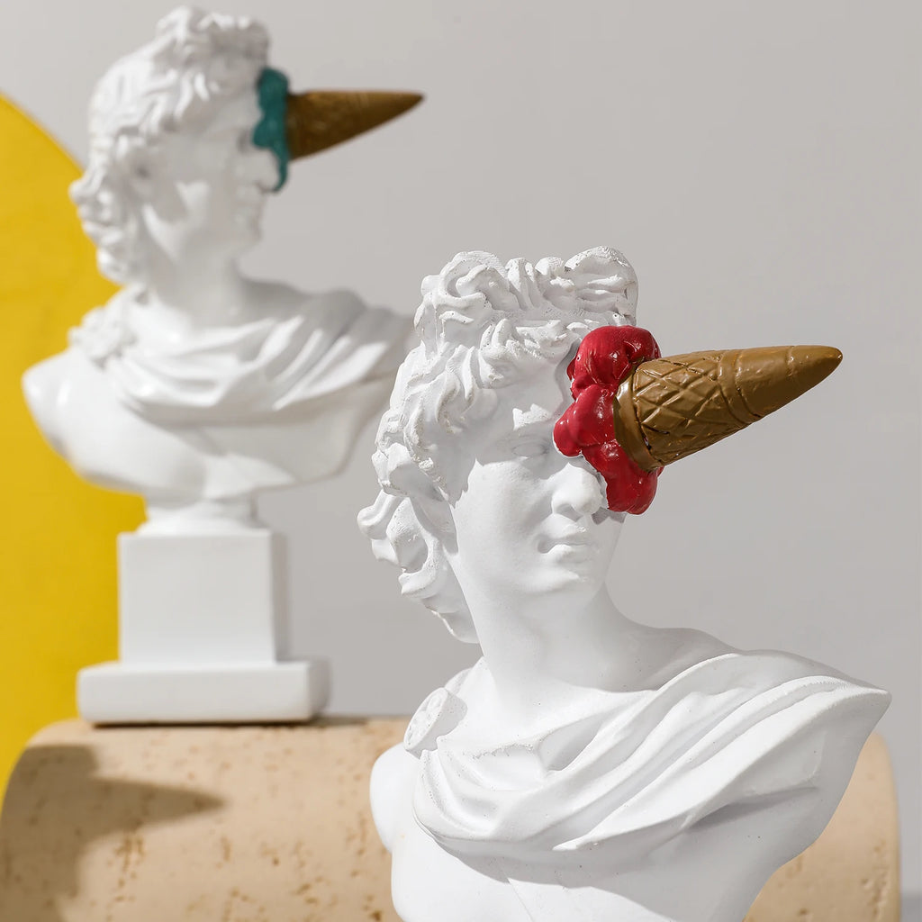 Escultura de Apolo, decoración de escritorio para el hogar, busto de resina con retrato, estatua griega de Apolo con helado creativo para sala de estar, mesa decorativa