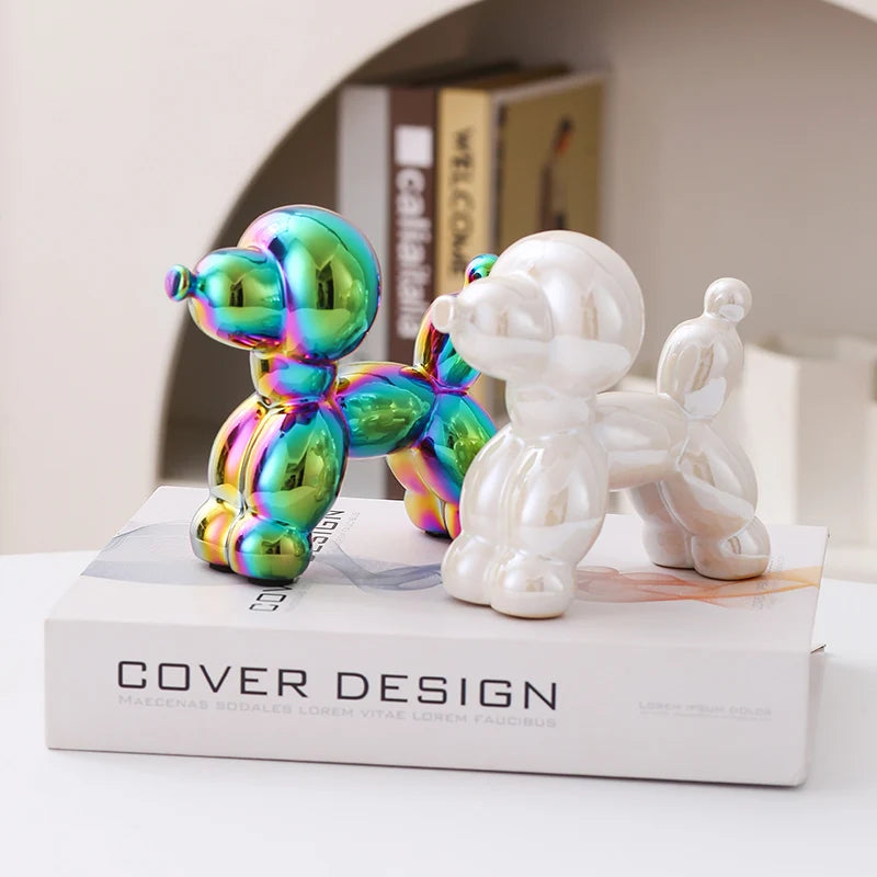 Figurine de chien en céramique, décoration d'intérieur, accessoires de décoration de chambre, sculptures décoratives d'animaux nordiques pour le bureau