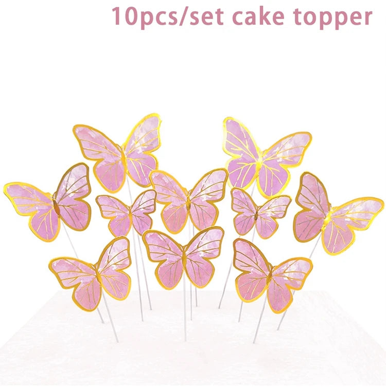 Purple Butterfly Disposable Tableware Napkin Butterfly Birthday Party Decor Girl Baby Shower Baptism Gender Reveal Supplies