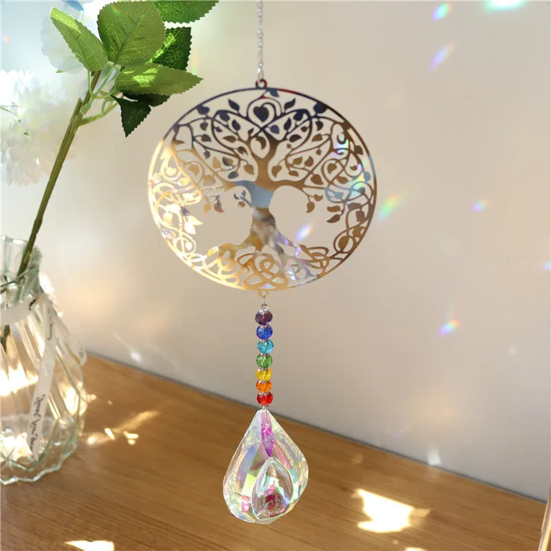Atrapasoles de metal con forma de mariposa, colgante de bola de cristal, prisma, bricolaje, decoración colgante para ventana, decoración de jardín, atrapasoles