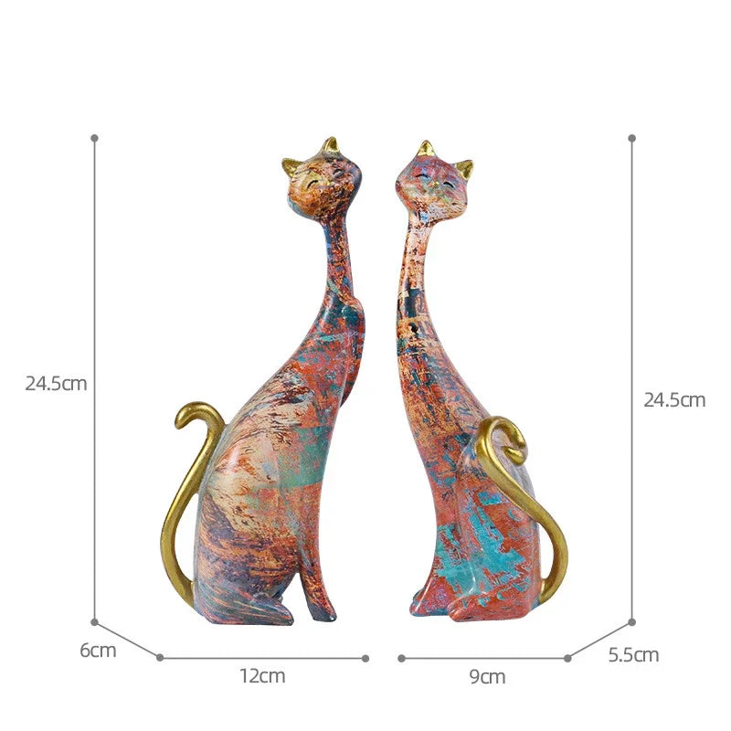 Decoración del hogar Arte nórdico Pintura al óleo Graffiti Gato Decoración Resina Adorno abstracto Figuritas Dormitorio Escritorio Porche Escultura de gato