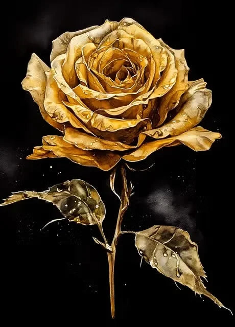 Classic, Vintage, Wall Art, Gold Black Roses Sunflowers, HD Canvas Printed Poster, Home Living Room Bedroom Decoration