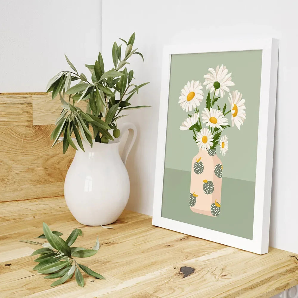 Plantas Tropicales Margarita Jarrón Pizza Taza de Café Comida Carteles Abstractos Láminas Arte de Pared Lienzo Fotos Boho Cocina Sala de Estar Decoración