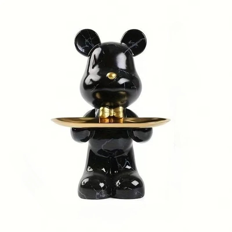 Estatua de oso de pie de resina de graffiti abstracto de 26 cm, organizador de animales lindos, soporte de decoración de escritorio, regalo para adorno de oficina en casa