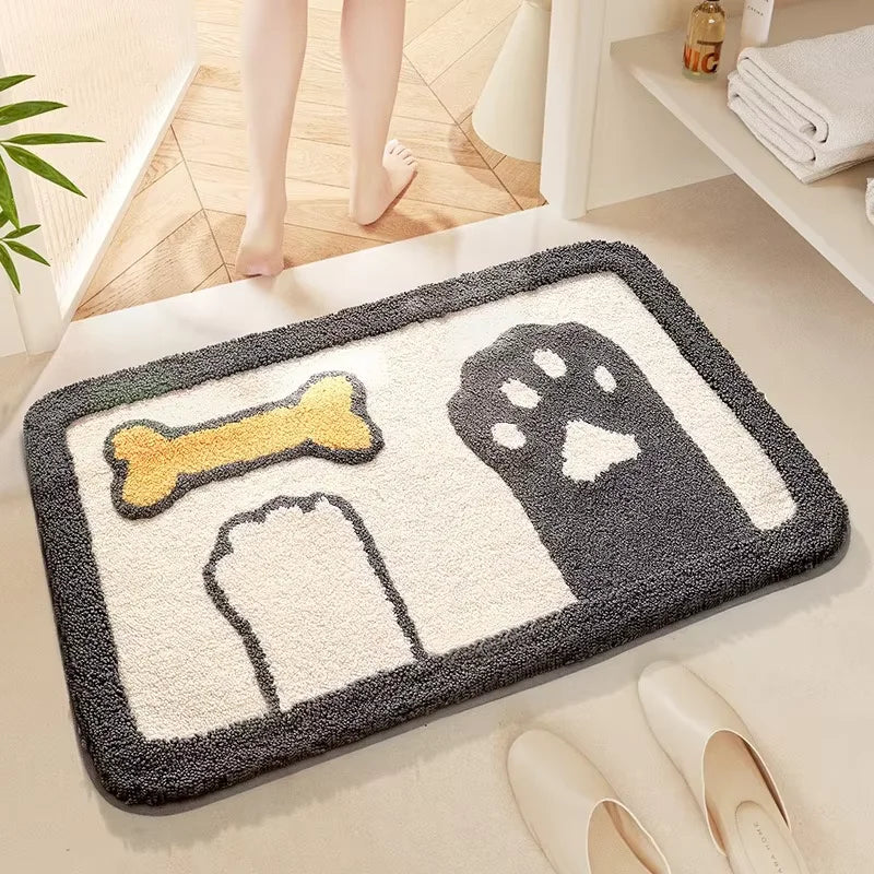 VIKAMA Alfombra de Baño Antideslizante con Diseño de Conejo, Alfombra Absorbente para Bañera, Felpudo Fácil de Limpiar y a Prueba de Polvo para Dormitorio