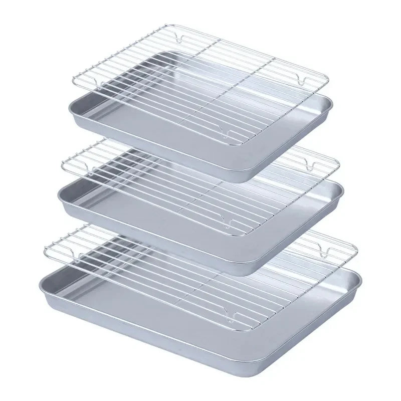 Malla de alambre 304 para cocinar al vapor, soporte para barbacoa, rejilla de malla para parrilla, placa cuadrada profunda de acero inoxidable al carbono, bandejas de almacenamiento para cafetería