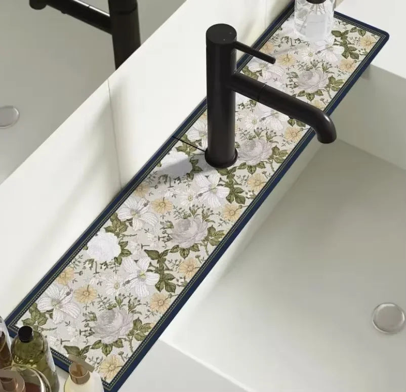 VIKAMA Grifo de cocina con diseño de dibujos animados, súper absorbente, para cafetera, escurridor, alfombrilla de secado rápido para baño