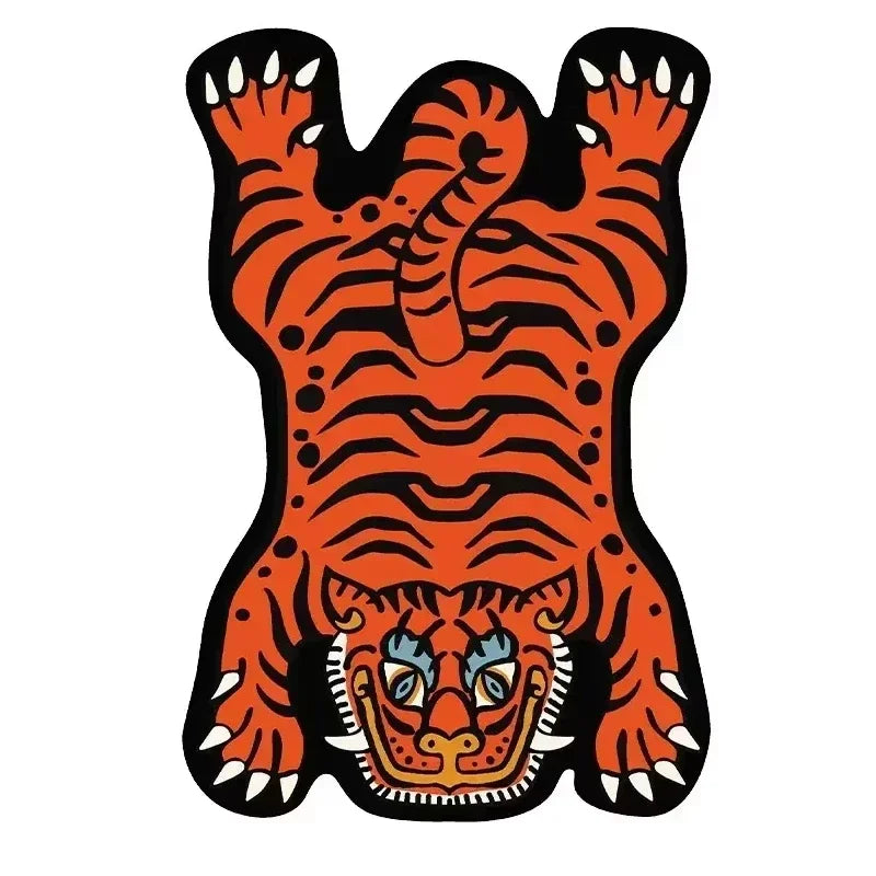 Alfombra de Tigre de Dibujos Animados VIKAMA - Duradera y Fácil de Limpiar, Decoración del Hogar, Alfombra para Sala de Estar, Sofá, Mesa de Centro, Alfombra de Noche para Dormitorio