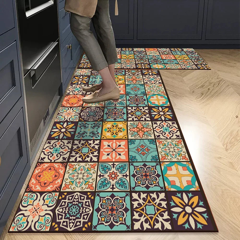 VIKAMA 1/2PCS Alfombra de cocina resistente al aceite, alfombra de baño absorbente de secado rápido, felpudo antideslizante para decoración del hogar