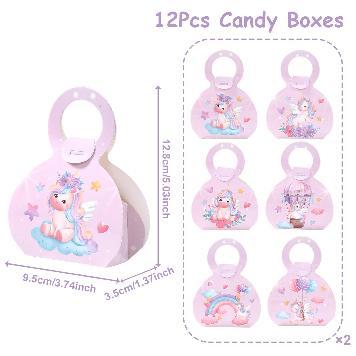 Cajas de regalo de unicornio, decoración de fiesta de cumpleaños, cajas de recuerdo de fiesta de unicornio para niños, suministros de decoración de fiesta de cumpleaños para baby shower