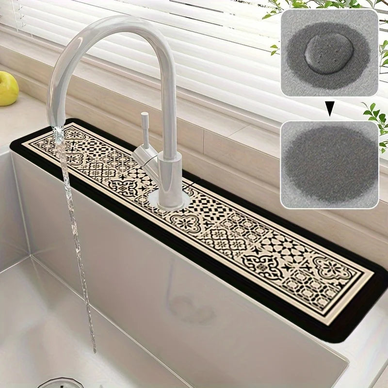 Tapis d'évier anti-éclaboussures de style rétro Tapis absorbant de cuisine Tapis de table Tapis de protection étanche pour lavabo Tapis de salle de bain