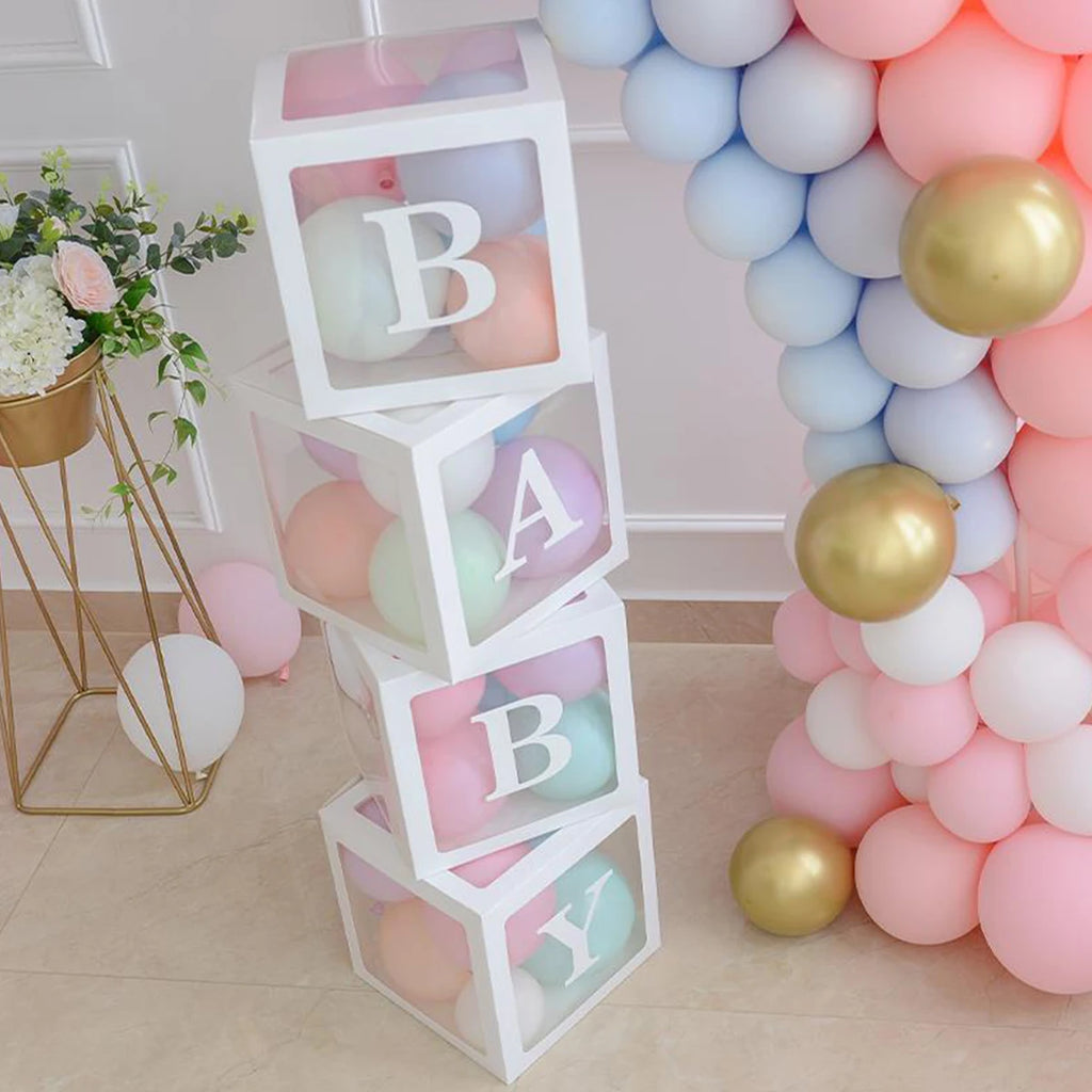 Cajas de globos con letras BABY de 25 cm para Baby Shower de niño o niña, decoración para fiestas de primer cumpleaños de niños, revelación de género