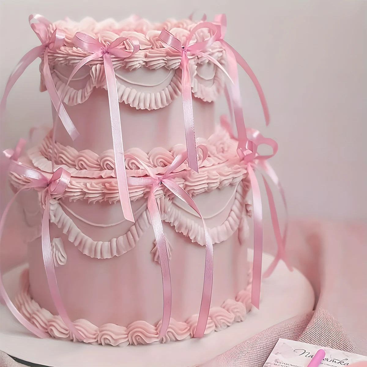 Lazo de cinta rosa roja decoración de pasteles, postres, decoración del hogar, decoración de fiestas de cumpleaños, decoración de eventos de noche romántica para el Día de San Valentín para niños