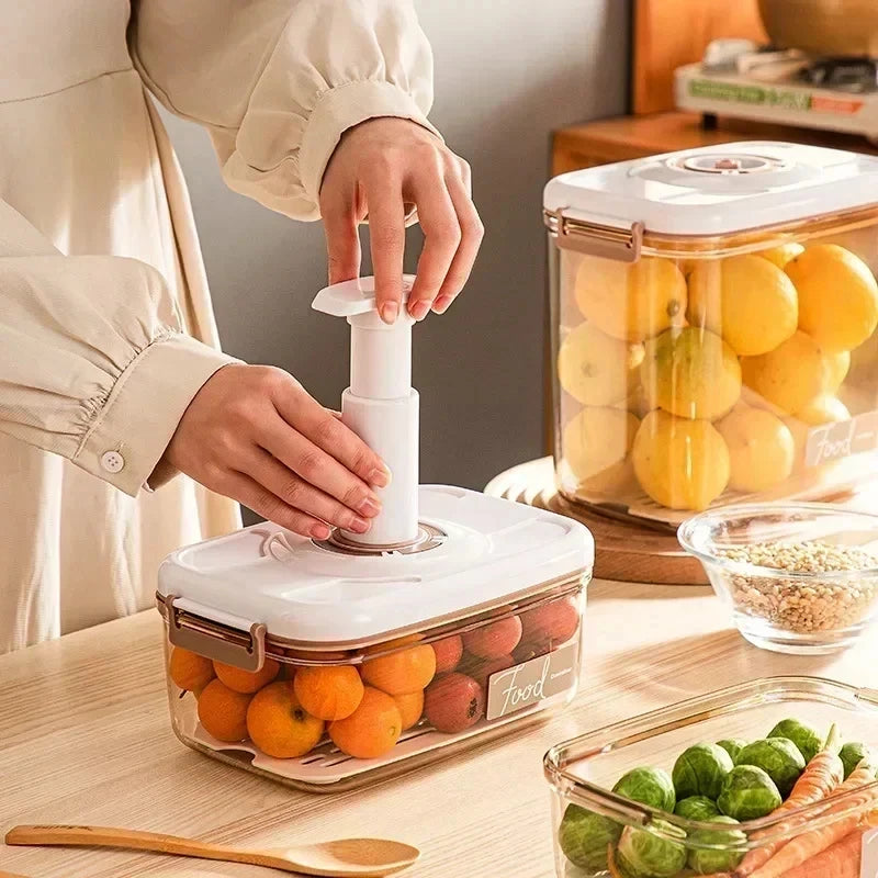 Boîte de conservation sous vide alimentaire Scellée Boîte de cuisine pour conserver la fraîcheur Grande capacité Conteneur de stockage alimentaire transparent avec pompe à vide