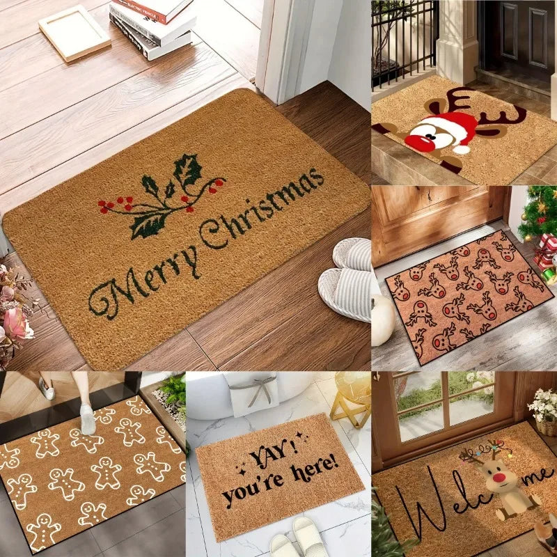 VIKAMA 2025 Paillasson de Noël Renne Tapis de cuisine Intérieur Extérieur Tapis d'entrée Décoration de Noël Bonne Année 2026