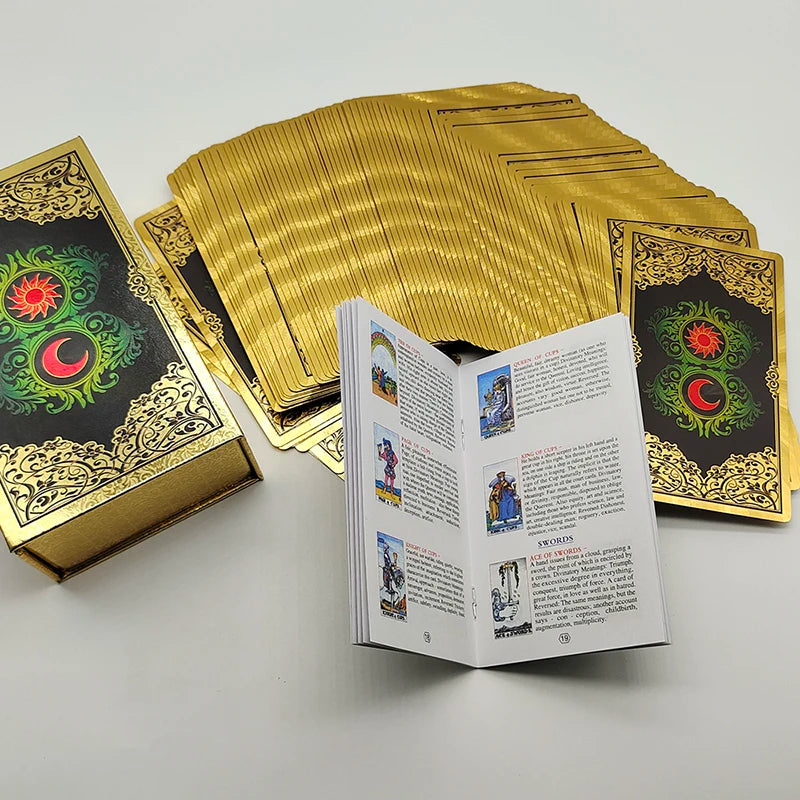 Nouvelle version de cartes oracle de tarot de qualité supérieure avec feuille d'or, manuel illustré en couleurs et boîte magnétique