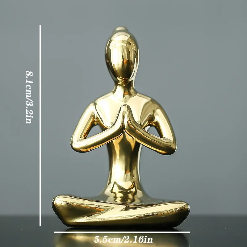 Décoration intérieure Art Abstrait Céramique Poses de Yoga Figurine Porcelaine Femme Statue Bureau Étude Yoga Studio Ornements Décorations