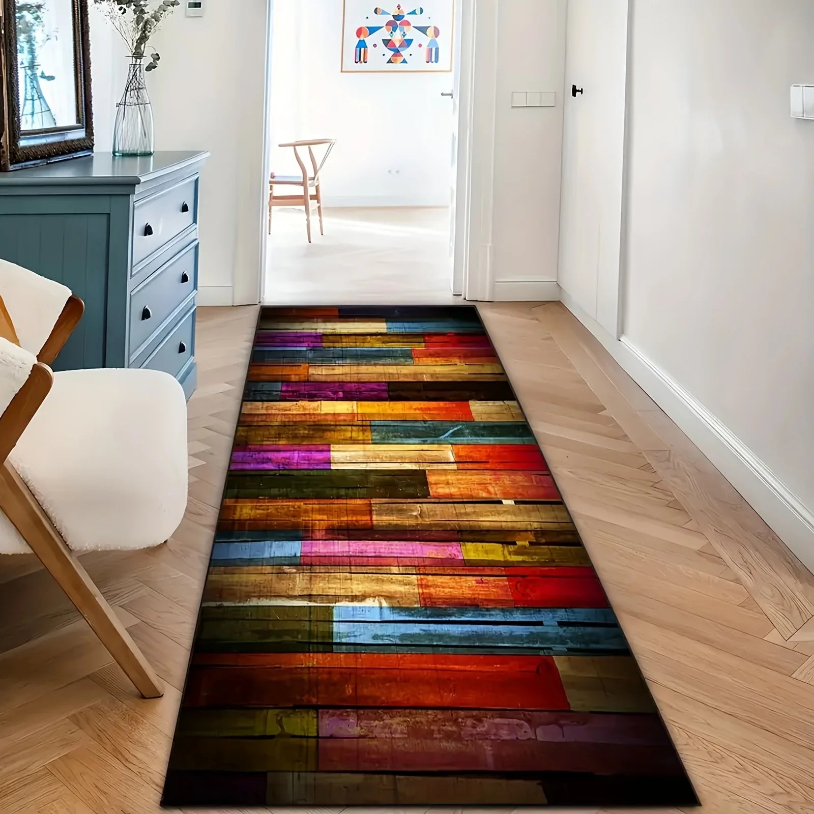 VIKAMA Tapis Couleurs Riches Tapis Arc-en-ciel Tapis Long Couloir Tapis de Cuisine Tapis de Salon Chambre Tapis de Chevet Couverture Doma