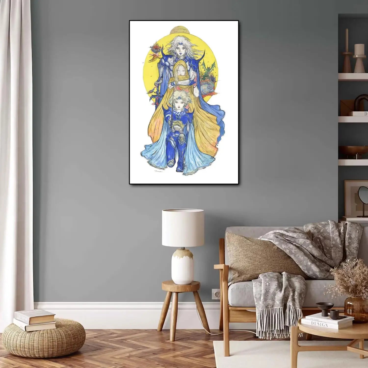 Póster de Yoshitaka Amano Final Fantasy Anime Videojuego Lienzo Arte y Cuadro Impreso Decoración Moderna de Dormitorio Familiar
