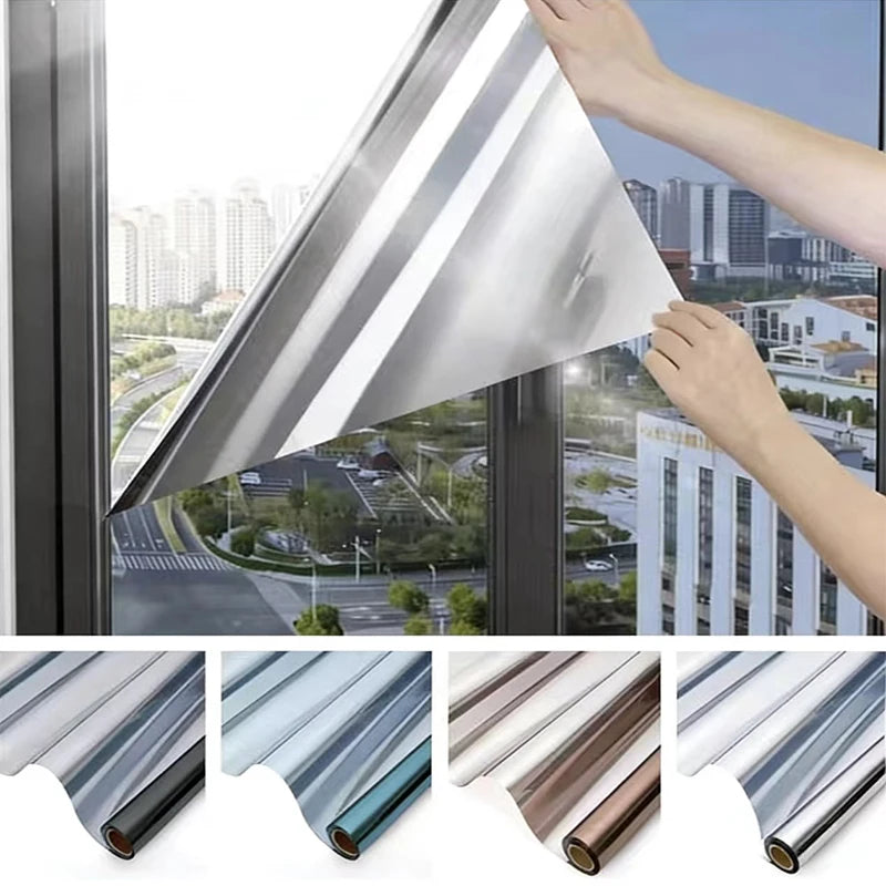 Película para Ventanas Adhesiva sin Pegamento, de Privacidad Unidireccional, Bloqueadora de Sol, Aislante del Calor, para el Hogar, la Oficina y Edificios