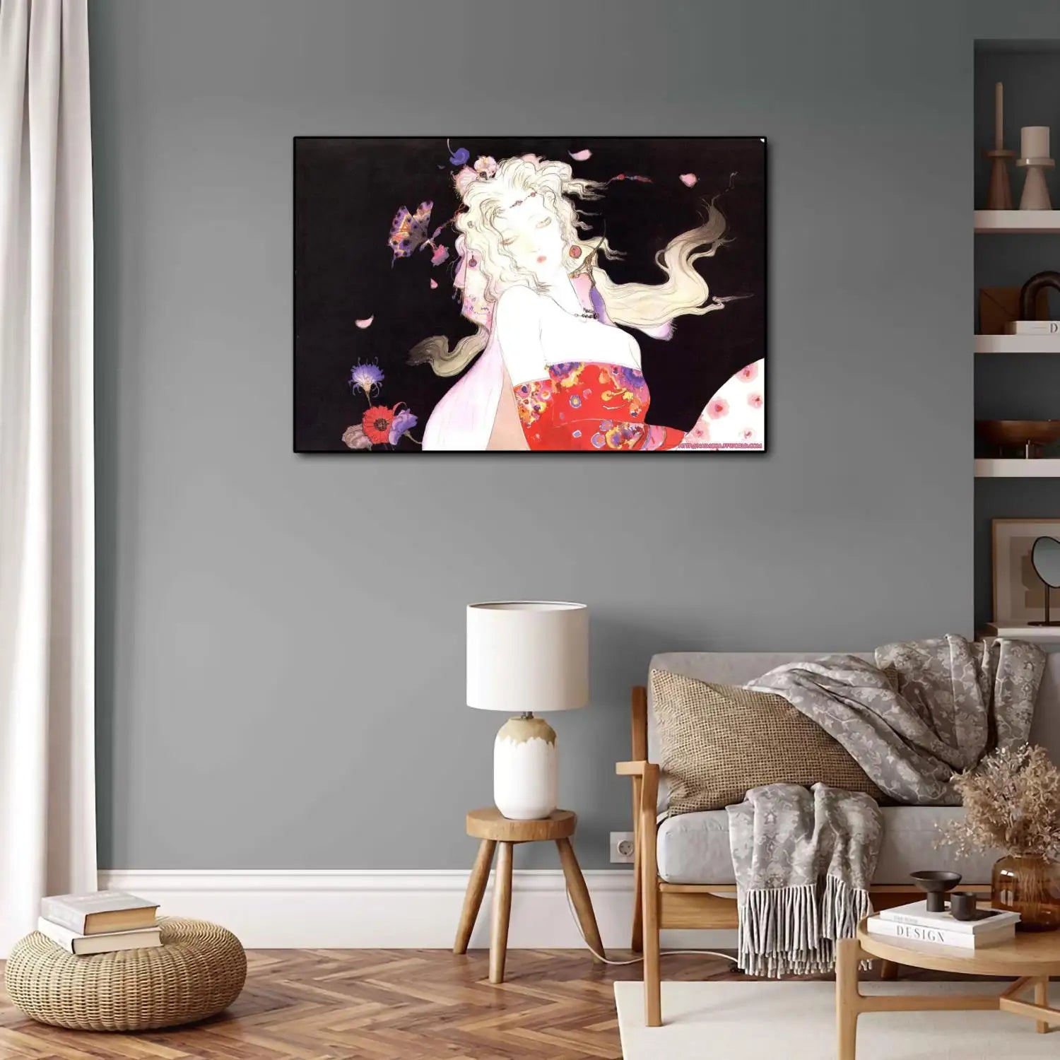 Póster de Yoshitaka Amano Final Fantasy Anime Videojuego Lienzo Arte y Cuadro Impreso Decoración Moderna de Dormitorio Familiar