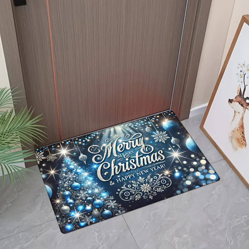 Alfombra de Navidad VIKAMA, felpudo suave, alfombra de árbol de Navidad romántica para sala de estar, alfombra para dormitorio, felpudo de bienvenida para exteriores
