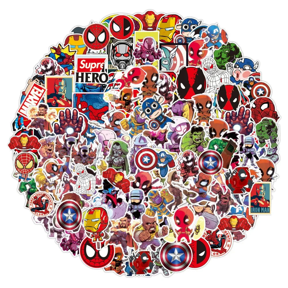 50/100 PIÈCES Marvel Les Vengeurs Anime Dessin animé Autocollants DIY Ordinateur portable Planche à roulettes Téléphone Vélo Voiture Étanche Autocollant Décalcomanies