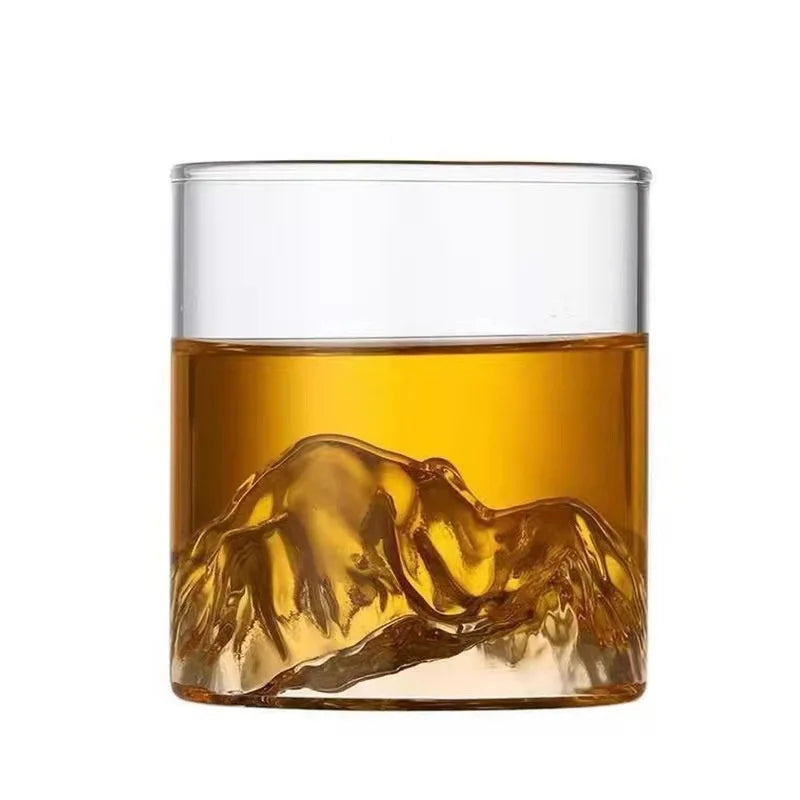 Tasse à thé japonaise en verre Glacier Mountain Mont Fuji Tasse à thé en verre résistant à la chaleur Bureau Pratique Rétro Verre à vin Tasse à whisky Maison