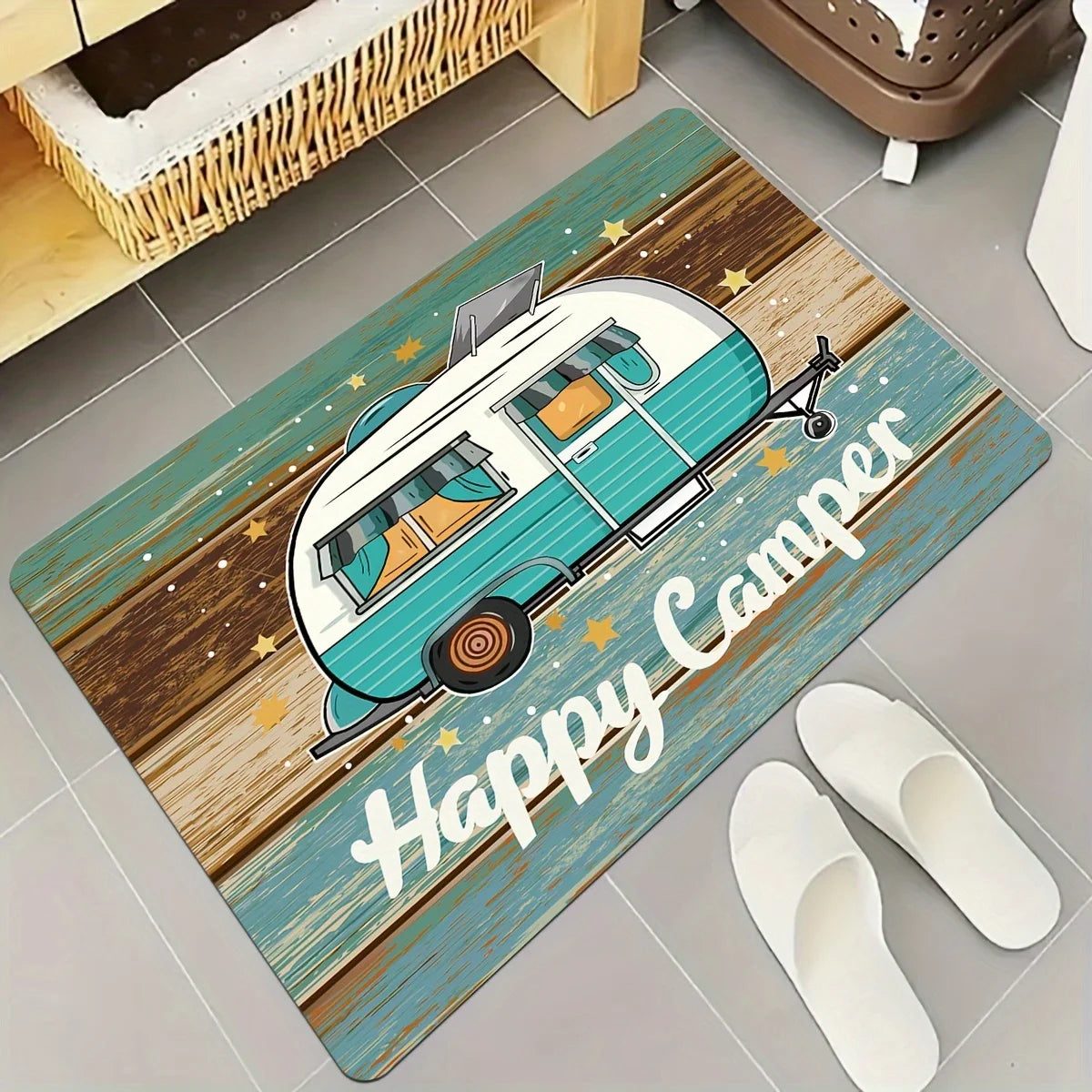 Alfombra de franela para coche con vetas de madera vintage VIKAMA, alfombra suave y cómoda para dormitorio, sala de estar, felpudo de entrada, decoración del hogar